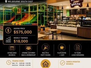 CROC'S PLAYCENTRE WITH MUFFIN BREAK FOR SALE | MELBOURNE SOUTH EAST