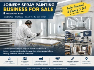 Joinery Spray Painting Business for Sale  Padstow | Trained Team, High Turnover & Owner Support